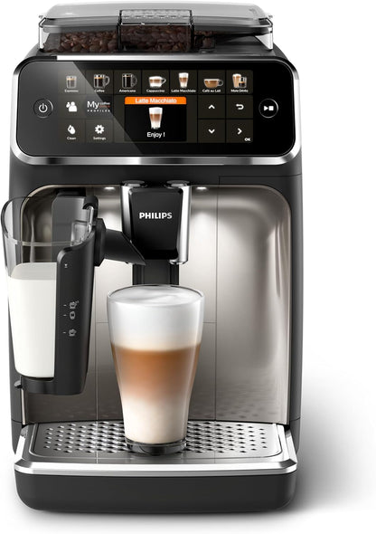 Serie 5400 EP5447/90 Kaffeevollautomat - LatteGo, 12 Getränke, Milchaufschäumer, Touchscreen, 4 Profile, Chrom-Finish